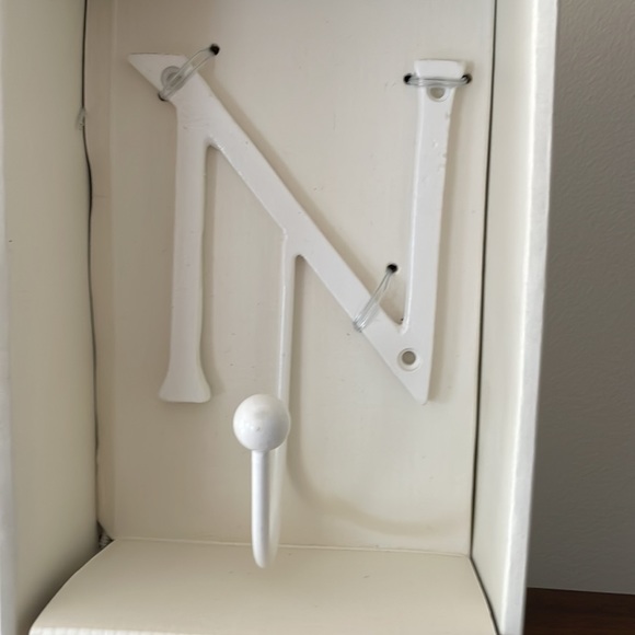 NIB Pottery Barn Kids White Metal Letter “N” Hook with Mounting Hardware - Picture 2 of 2